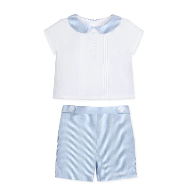 Hope & Henry Baby Girls Layette Peter Pan Shirt and Short 2-Piece Set