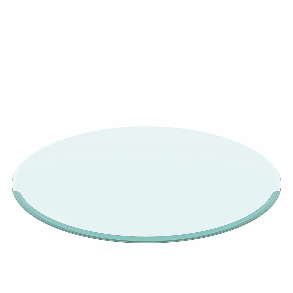 38.6" Inch Round Tempered Glass Table Top Clear Glass 2/5" Inch Thick Beveled Polished Edge