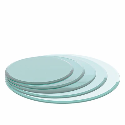 28 Inch Round Tempered Glass Table Top Clear Glass 3/8 Inch Thick Beveled Polished Edge