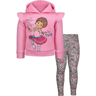 Fancy Nancy Little Girls Pullover Fleece Hoodie and Leggings Outfit Set