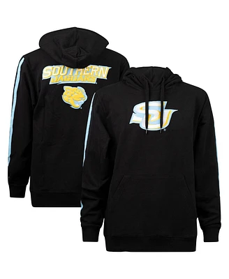 Men's Fisll Black Southern University Jaguars Oversized Stripes Pullover Hoodie