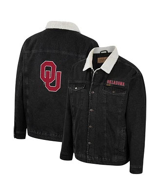 Men's Colosseum x Wrangler Charcoal Oklahoma Sooners Western Button-Up Denim Jacket