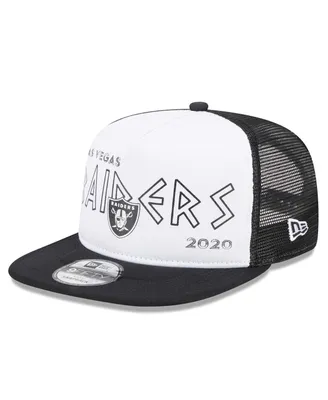 Men's New Era White, Black Las Vegas Raiders Banger 9FIFTY Trucker Snapback Hat