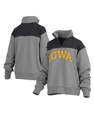 Women's Pressbox Gray Iowa Hawkeyes Avon Fleece Quarter-Zip Jacket