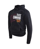 Men's and Women's Dc Proper Black Distressed Washington Commanders Take Command Mineral Wash Vintage-Like Pullover Hoodie