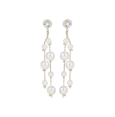 Sohi Women's White Drop Earrings