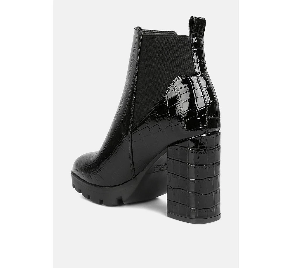 Women's foxy faux leather croc Chelsea boots