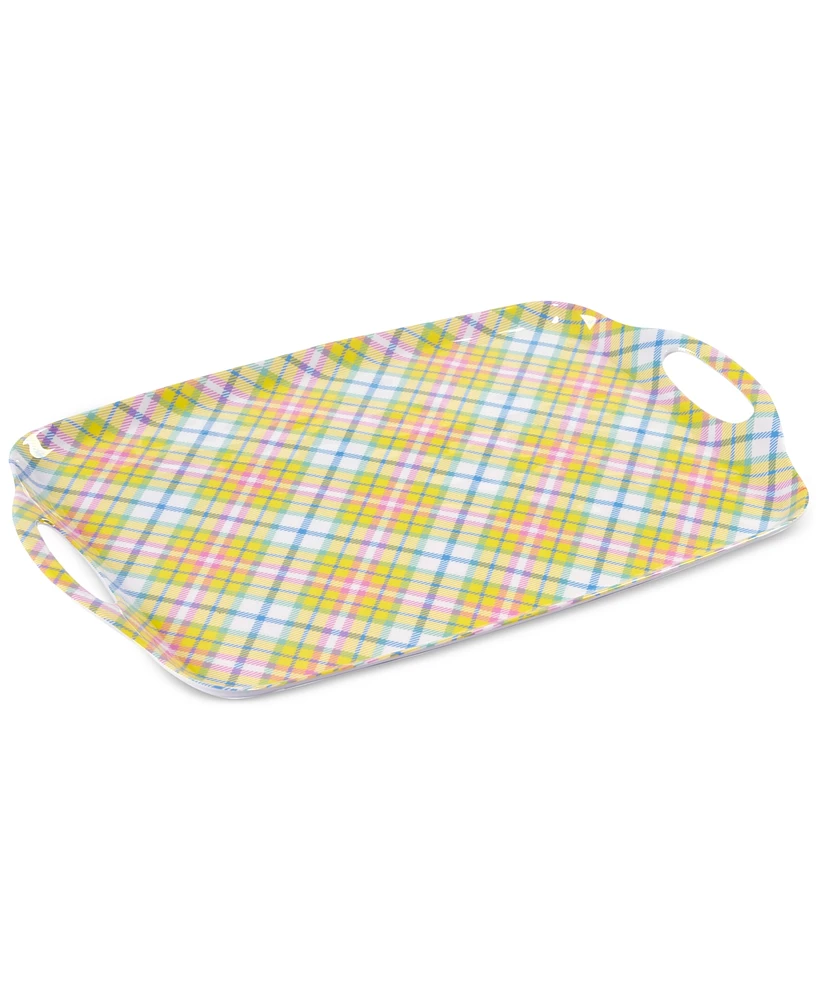 Certified International Easter Plaid Melamine Trays, Set 2