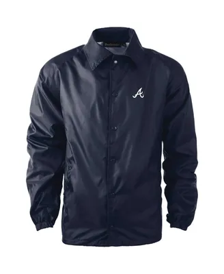 Men's Dunbrooke Navy Atlanta Braves Coach's Raglan Full-Snap Windbreaker Jacket