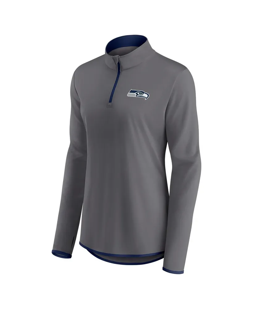 Women's Fanatics Gray Seattle Seahawks Corner Long Sleeve 1/4 Zip Top