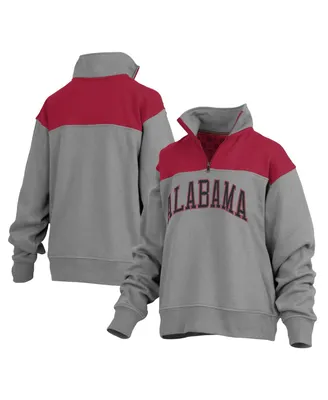 Women's Pressbox Gray Alabama Crimson Tide Avon Fleece Quarter-Zip Jacket