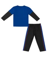 Toddler Boys Colosseum Royal, Black Kansas Jayhawks Long Sleeve T-shirt and Pants Set
