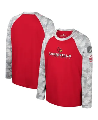 Big Boys Colosseum Red, Camo Louisville Cardinals Oht Military-Inspired Appreciation Dark Star Raglan Long Sleeve T-shirt