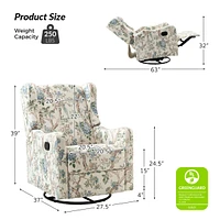 Yaffa Floral Swivel Gliders Manual Recliner