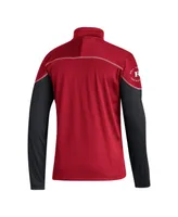 Men's adidas Scarlet Rutgers Knights Aeroready Knit Quarter-Snap Jacket
