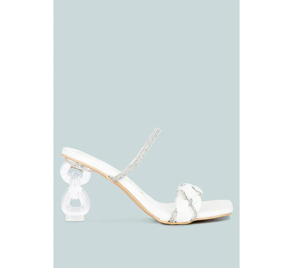 Womens Big Plan Diamante Detail Mid Heel Sandals