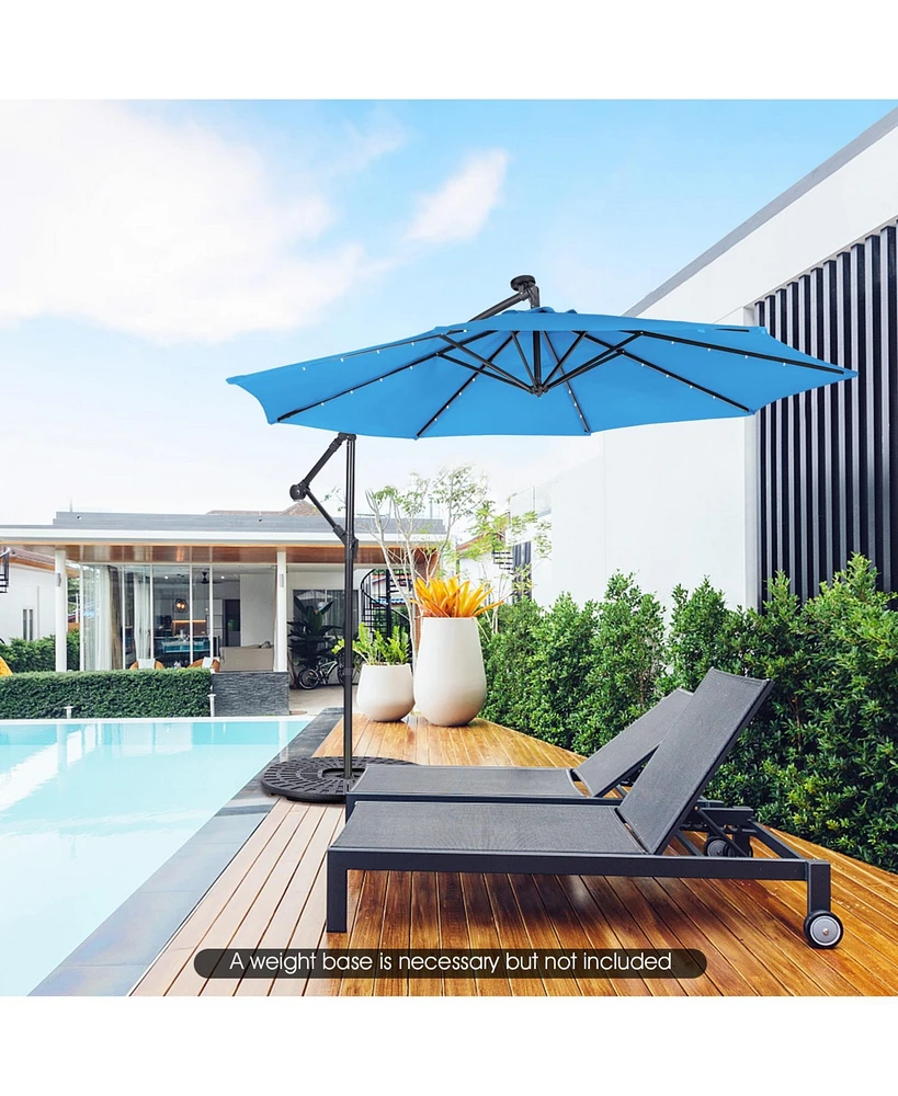 Patio Solar Powered Cantilever Umbrella with Tilting System