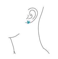 Bling Jewelry Bali Style Filigree Natural Stabilized Turquoise Heart Shaped Stud Earrings For Women For Sterling Silver