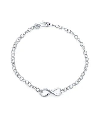 Bling Jewelry Delicate Minimalist Eternal Love Knot figure Eight Chain Infinity Bracelet Sterling Silver 7"