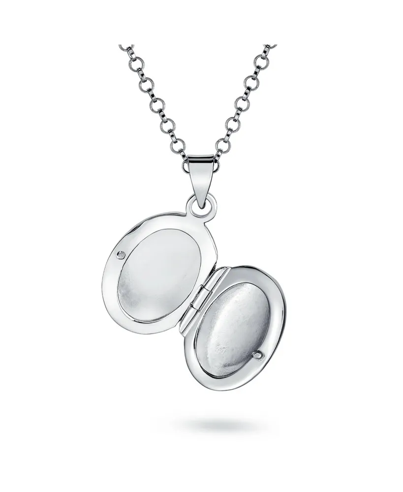 Bling Jewelry Delicate Small Tiny carved Floral Flower Photo Oval Shape Lockets That Hold Pictures Silver Locket Necklace Pendant