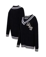 Women's Pro Standard Black Minnesota Vikings Prep V-Neck Pullover Sweater