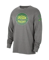 Men's Nike Heather Gray Oregon Ducks Fast Break Long Sleeve T-shirt