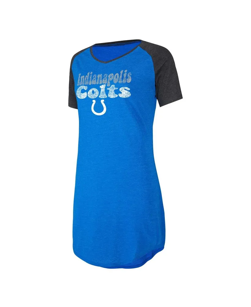 Women's Concepts Sport Royal, Black Distressed Indianapolis Colts Raglan V-Neck Nightshirt
