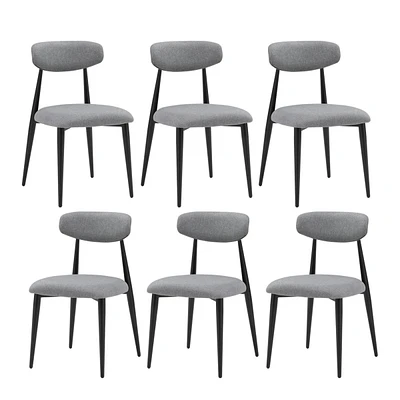 Dining Chairs Set of 6, Upholstered Chairs With Metal Legs For Kitchen Dining Room, Grey