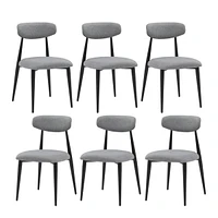 Dining Chairs Set of 6, Upholstered Chairs With Metal Legs For Kitchen Dining Room, Grey