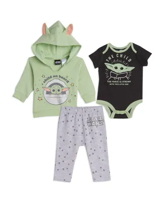 Star Wars Baby Boys Mandalorian The 3 Piece Layette Set: Hoodie Bodysuit Pants
