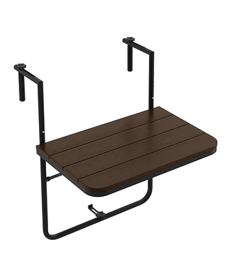 Folding Hanging Table Outdoor Railing Table with 3-Level Adjustable Height