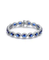 Sterling Silver Oval Colored Cubic Zirconia Stylish Tennis Bracelet