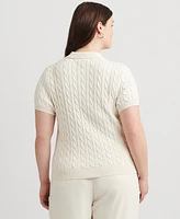 Lauren Ralph Plus Cable-Knit Polo Shirt