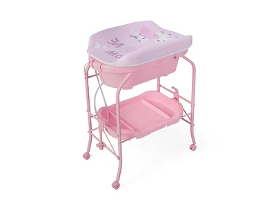 Portable Baby Changing Table with Storage Basket and Shelves