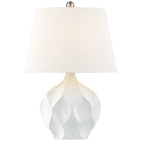 Dobbs Mid Century Modern Accent Table Lamp 22 1/2" High White Glaze Geometric Ceramic Tapered Oval Shade for Bedroom Living Room House Home Bedsi
