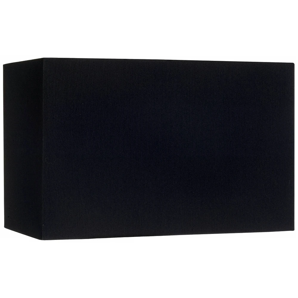 Black Medium Rectangular Hardback Lamp Shade 16" Wide x 8" Deep x 10" High (Spider) Replacement with Harp and Finial - Springcrest