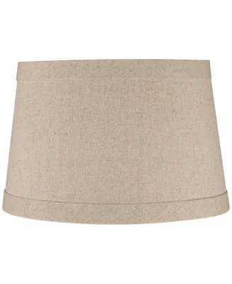 Natural Linen Medium Drum Lamp Shade 10" Top x 12" Bottom x 8" High (Spider) Replacement with Harp and Finial - Springcrest
