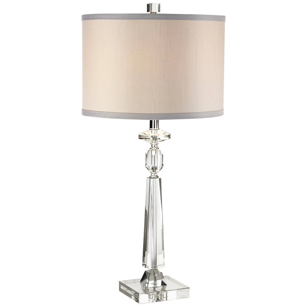 Aline 26 1/2" Tall Traditional Table Lamp Clear Crystal Single Gray Shade Living Room Bedroom Bedside Nightstand House Office Home Reading Kitchen Ent