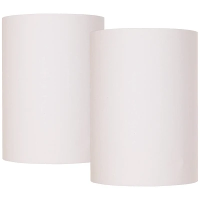 Set of 2 Drum Lamp Shades White Small 8" Top x 8" Bottom x 11" High Spider with Replacement Harp and Finial Fitting - Springcrest