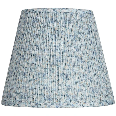 Hardback Pleated Empire Lamp Shade Blue White Floral Medium 8" Top x 13" Bottom x 11" Slant x 10.75" High Spider with Replacement Harp and Finial Fitt