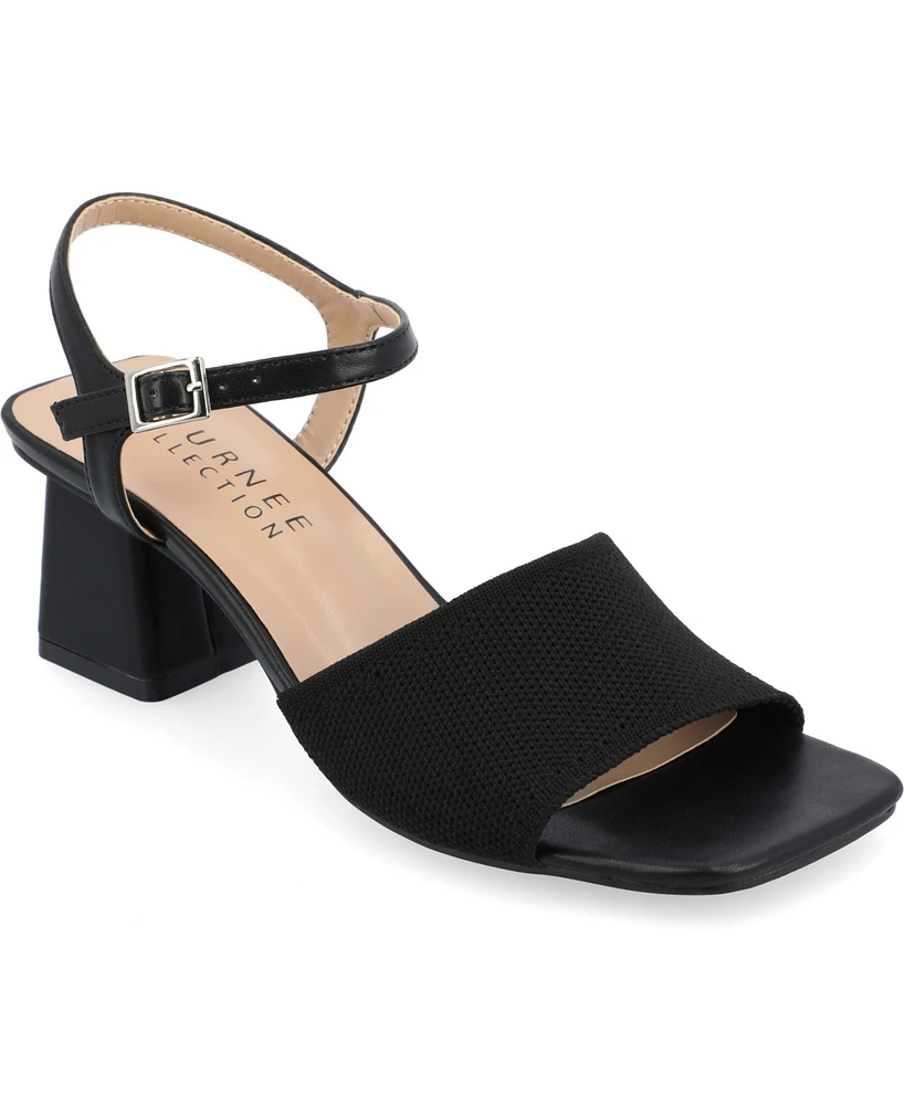 Journee Collection Women's Evylinn Knit Block Heel Dress Sandals