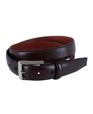 Trafalgar Men's 30MM Pebble Grain Leather Belt with Silver Buckle