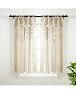 Boho Macrame Textured Cotton Window Curtain/Room Divider/Doorway/Wall Decor