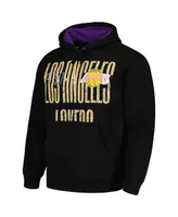 Men's Mitchell & Ness Black Distressed Los Angeles Lakers Hardwood Classics Og 2.0 Pullover Hoodie
