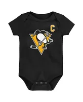 Baby Boys and Girls Mitchell & Ness Mario Lemieux Black Pittsburgh Penguins Captain Patch Name and Number Bodysuit