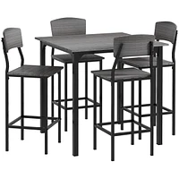 Homcom Bar Table Set for 4, Industrial Dining Table and Chairs Small Space