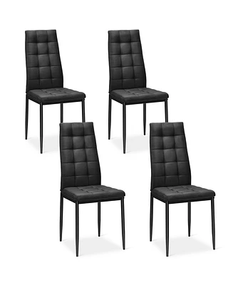 Set of 4 Fabric Dining Chairs Set with Upholstered Cushion and High Back
