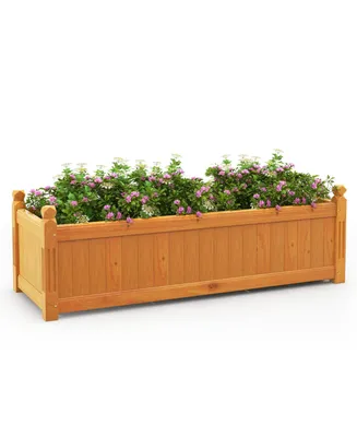 Wooden Rectangular Garden Bed with Drainage System