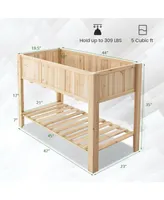 47 Inch Wooden Raised Garden Bed with Bottom Shelf and Bed Liner