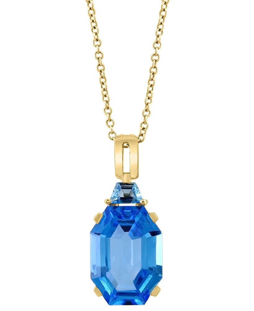 Effy Blue Topaz Fancy-Cut Two Stone 18" Pendant Necklace (8-1/2 ct. t.w.) in 14k Gold